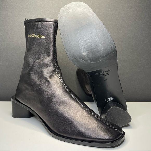 Acne Studios Bertine Ankle Logo Booties Boots Size EU 37/US 7 - Picture 1 of 11